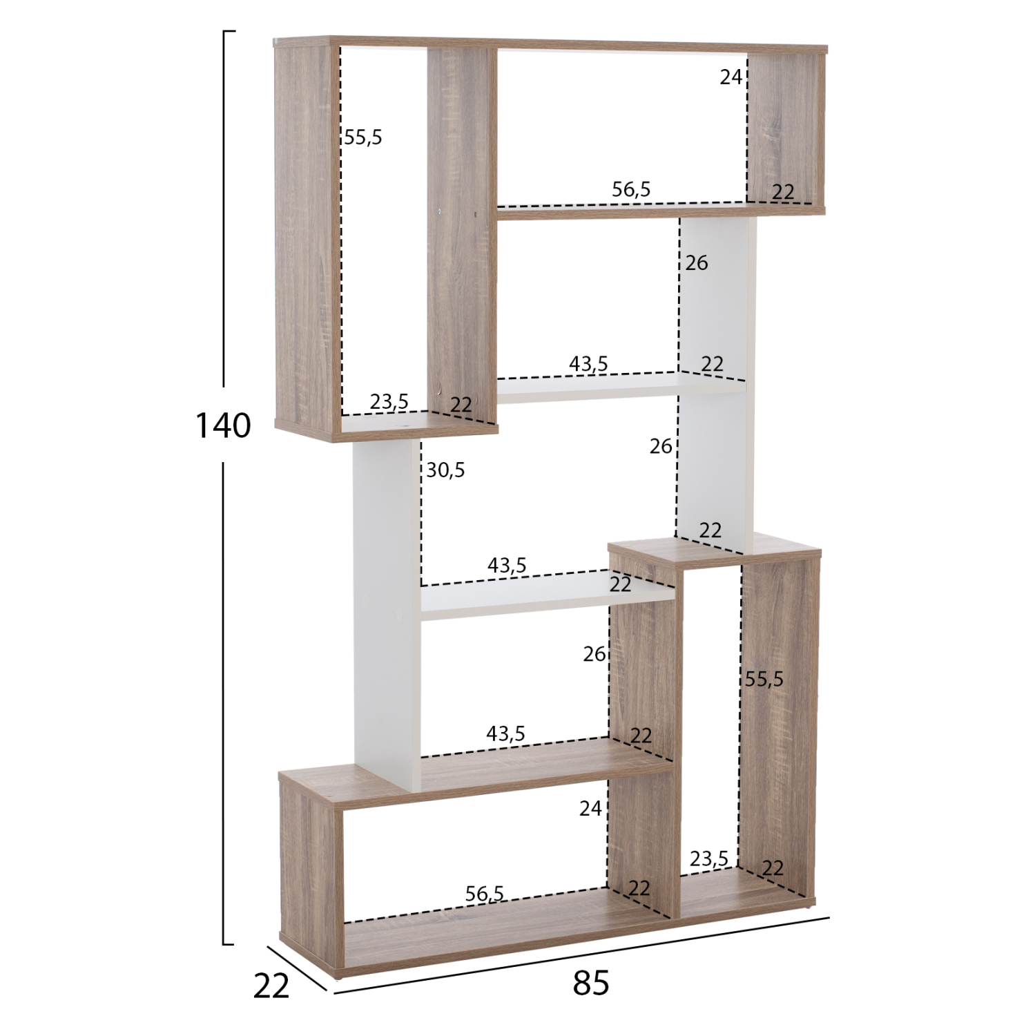 ΒΙΒΛΙΟΘΗΚΗ SHAY HM8768.01 85X22X140 ΛΕΥΚΟ 1τμχ - Image 2