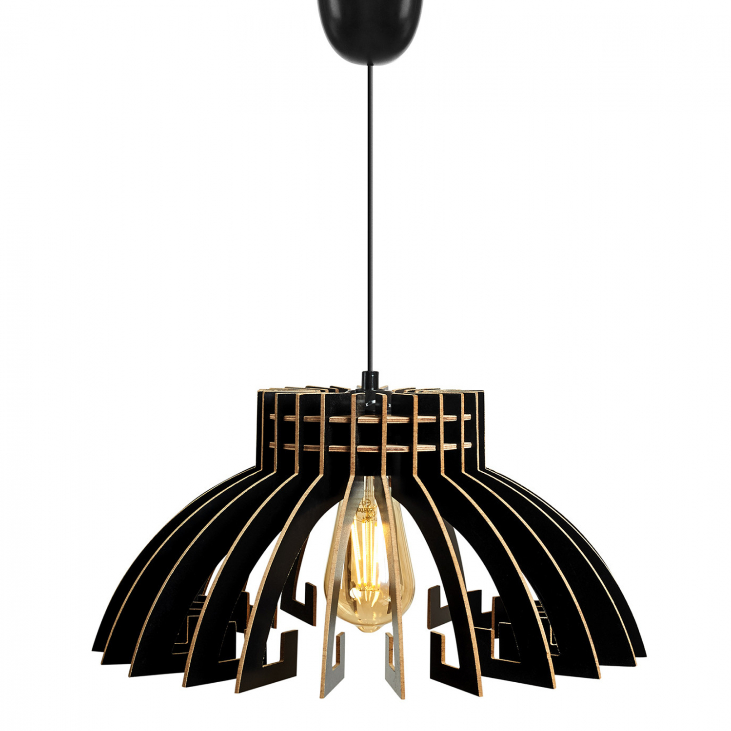 ΦΩΤΙΣΤΙΚΟ ΟΡΟΦΗΣ ΞΥΛΙΝΟ ΚΡΕΜΑΣΤΟ ΜΑΥΡΟ HM7350.03 Φ54x65Υ εκ. 1τμχ - Image 3