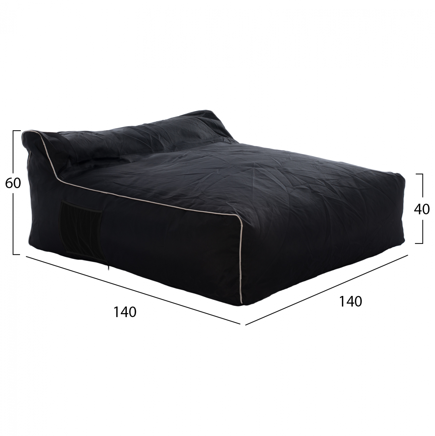 ΠΟΥΦ YAMIN ΔΥΟ ΑΤΟΜΩΝ ΜΕ TEXTILENE 600gr/m2 2X1 ΜΑΥΡΟ ΚΑΙ ΛΕΥΚΟ ΡΕΛΙ HM5773.12 140x140x40-60Υ εκ. 1τμχ - Image 2