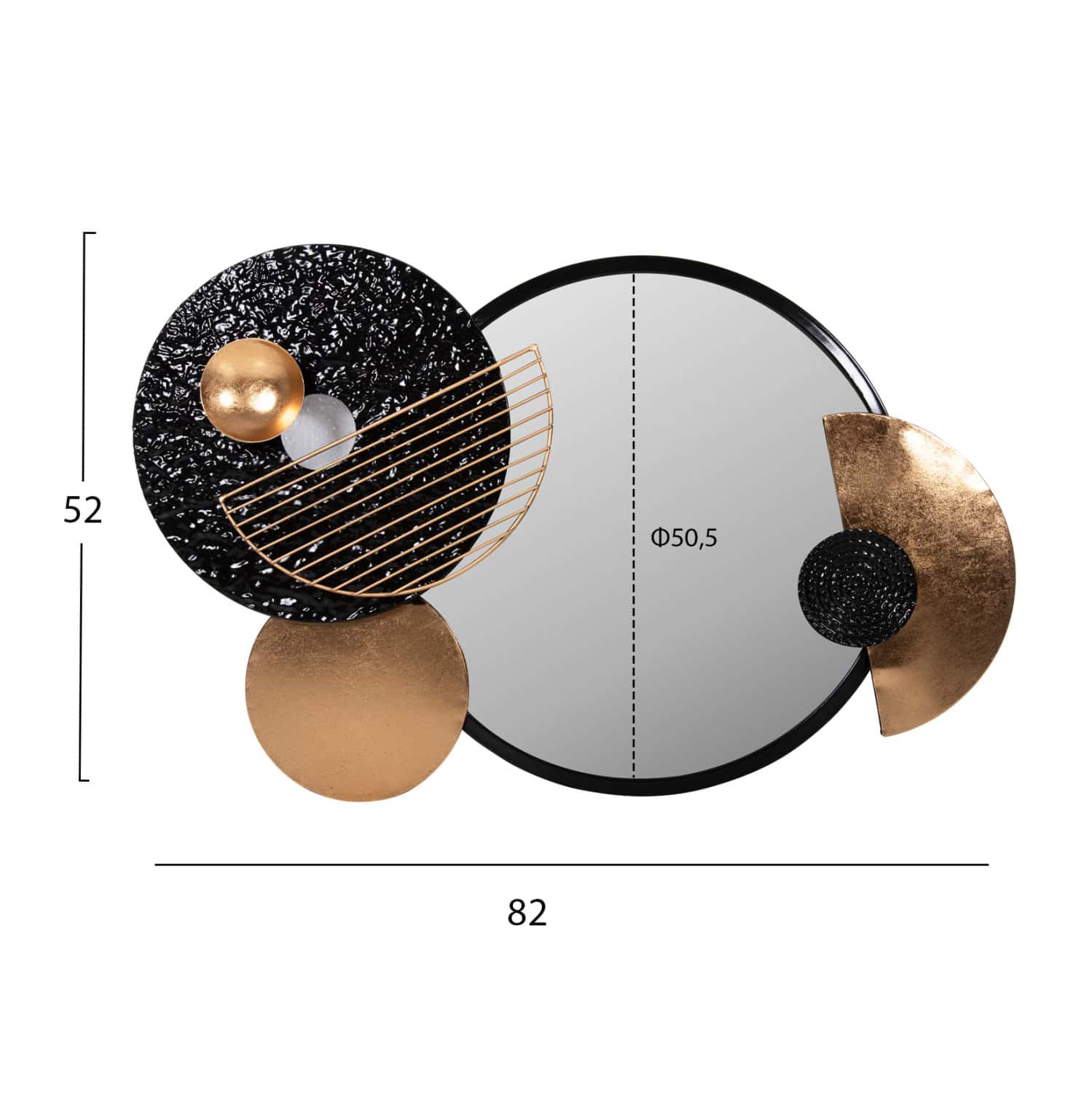 ΚΑΘΡΕΠΤΗΣ ΤΟΙΧΟΥ HM4211 ΜΕΤΑΛΛΟ ΣΕ ΜΑΥΡΟ-ΧΡΥΣΟ 82x8x52Υ εκ. 1τμχ - Image 2