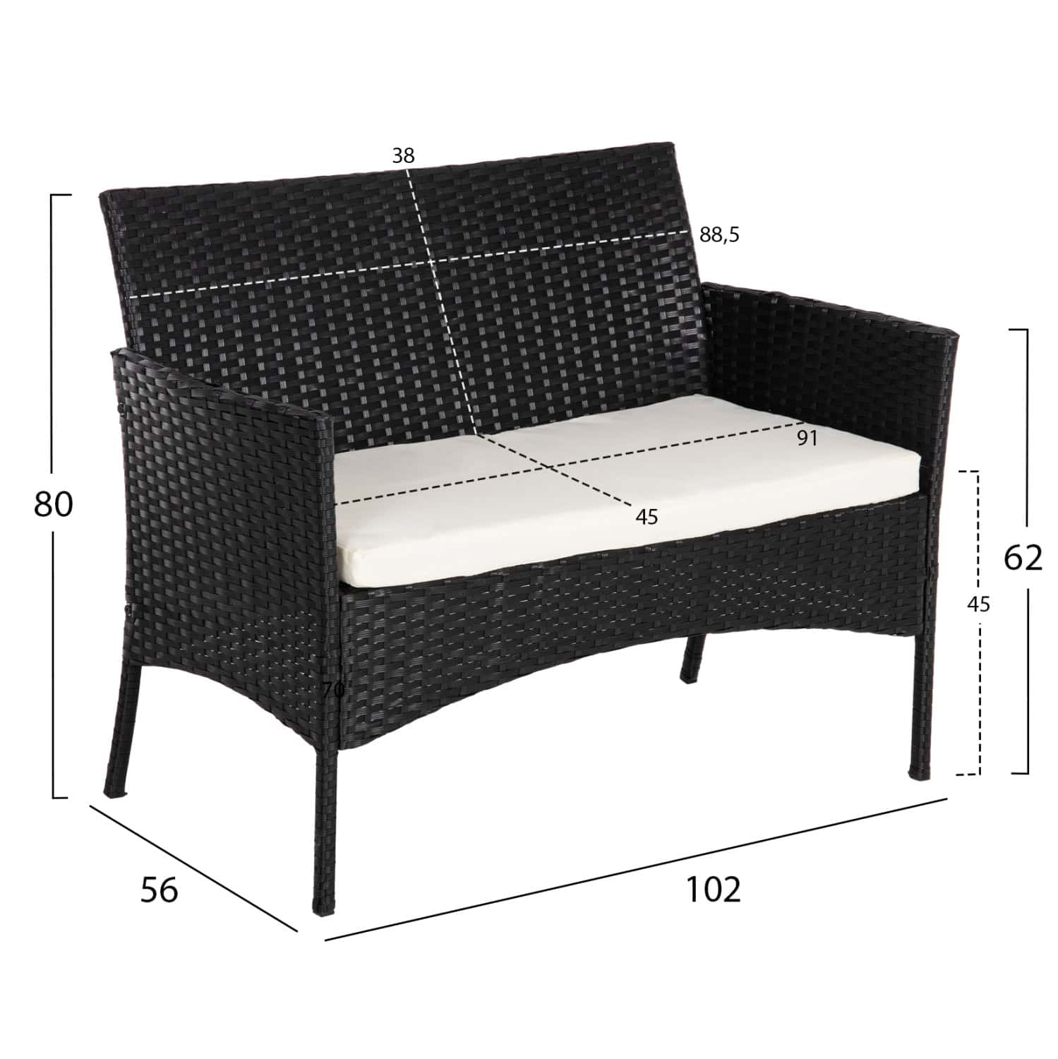 ΣΕΤ ΣΑΛΟΝΙ 4ΤΜΧ STASIA HM6089.04 ΣΥΝΘ.RATTAN ΜΑΥΡΟ-ΜΠΕΖ ΜΑΞΙΛΑΡΙΑ 1τμχ - Image 3