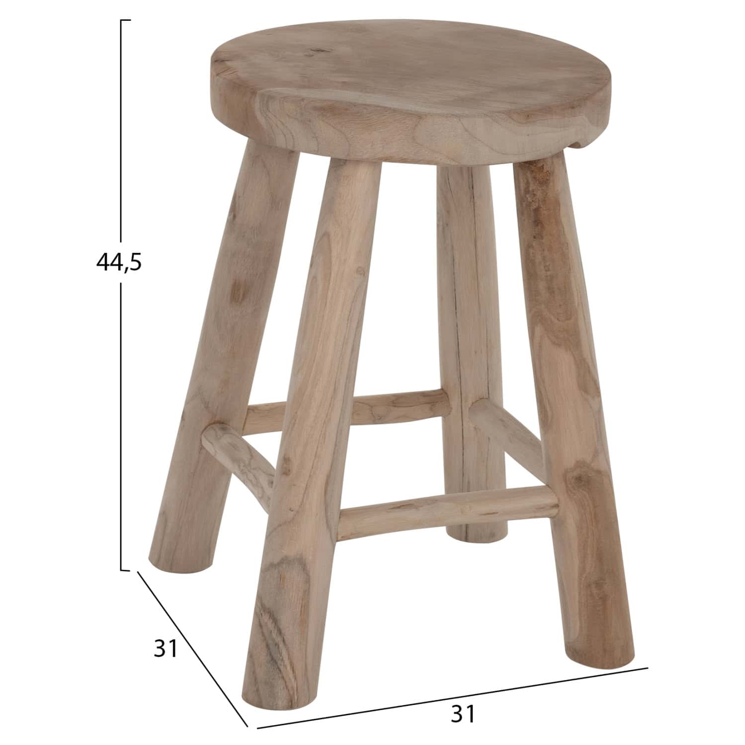 ΣΚΑΜΠΟ KONT HM9337 ΑΠΟ ΜΑΣΙΦ ΞΥΛΟ TΕΑK ΦΥΣΙΚΟ ΧΑΜΗΛΟΥ ΥΨΟΥΣ Φ35Χ45Υεκ. 1τμχ - Image 2