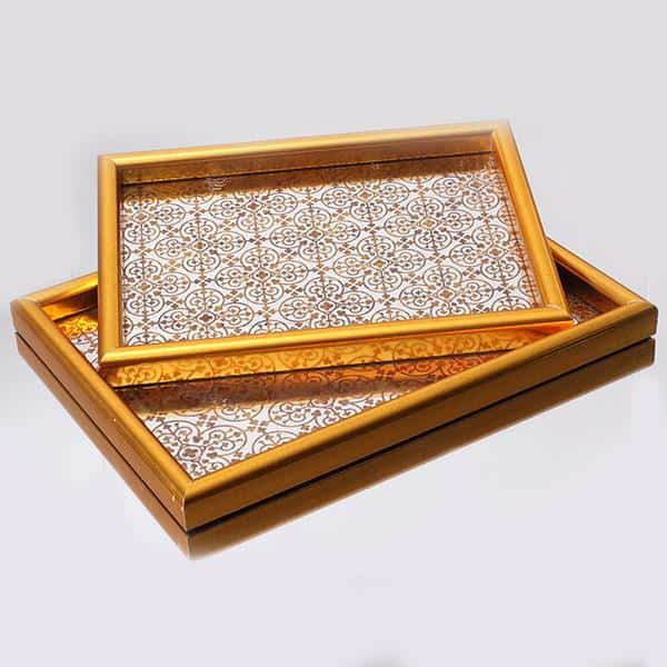 S/2 ΔΙΣΚΟΣ ΠΟΛΥΡΕΖΙΝ ΜΕ ΓΥΑΛΙ ΧΡΥΣΟΣ 40x30x2.8cm / 35x28x2.8cm