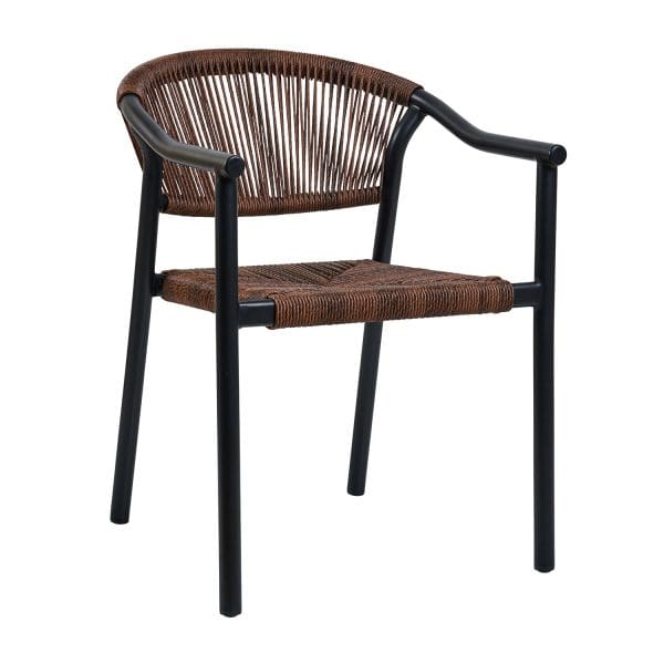 Πολυθρόνα Aloha καφέ με μαύρο σκελετό 55.5 x 60.5 x 77.5