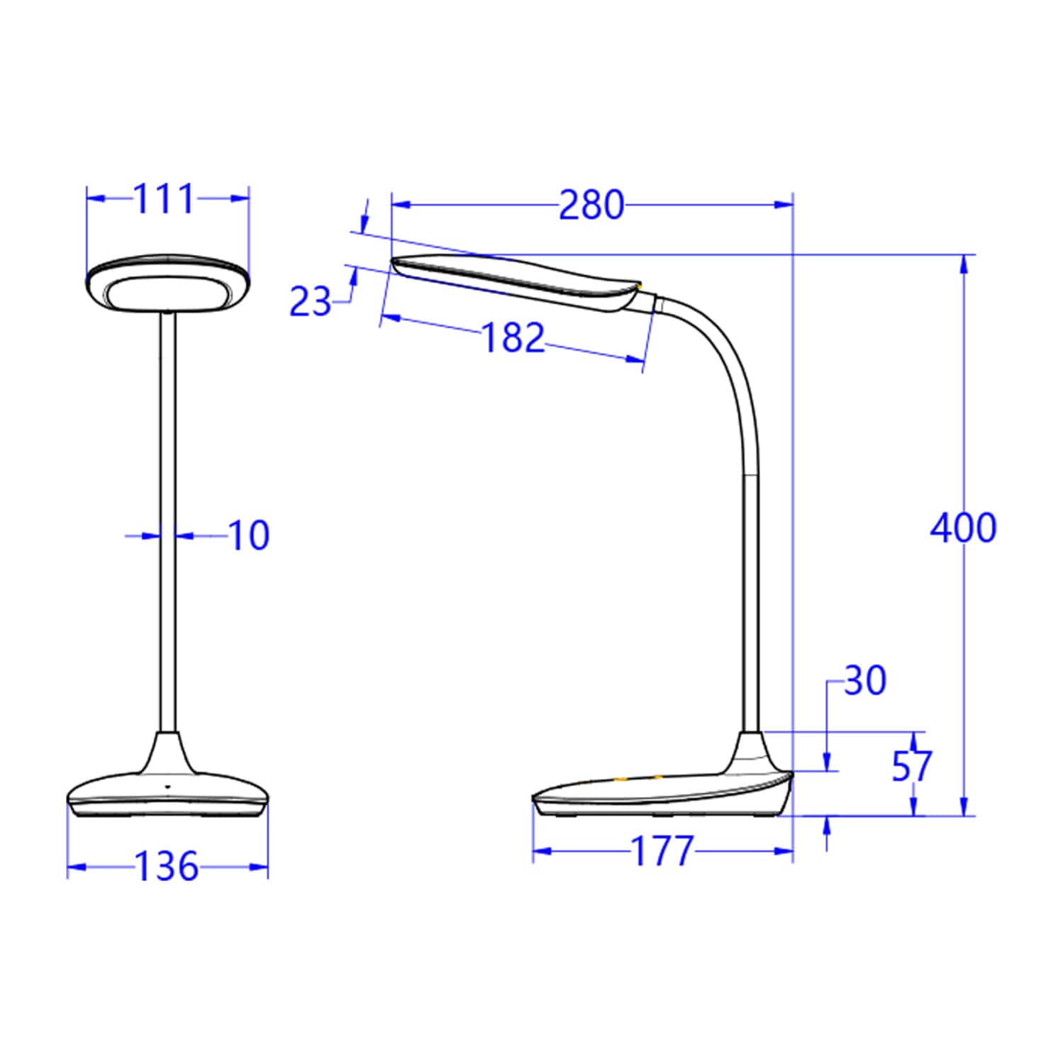 ΦΩΤΙΣΤΙΚΟ ΓΡΑΦΕΙΟΥ LED BLAIN HM4444.03 ΓΑΛΑΖΙΟ-ΛΕΥΚΟ ABS 13,6x17,7x40Υ εκ. 1τμχ - Image 2