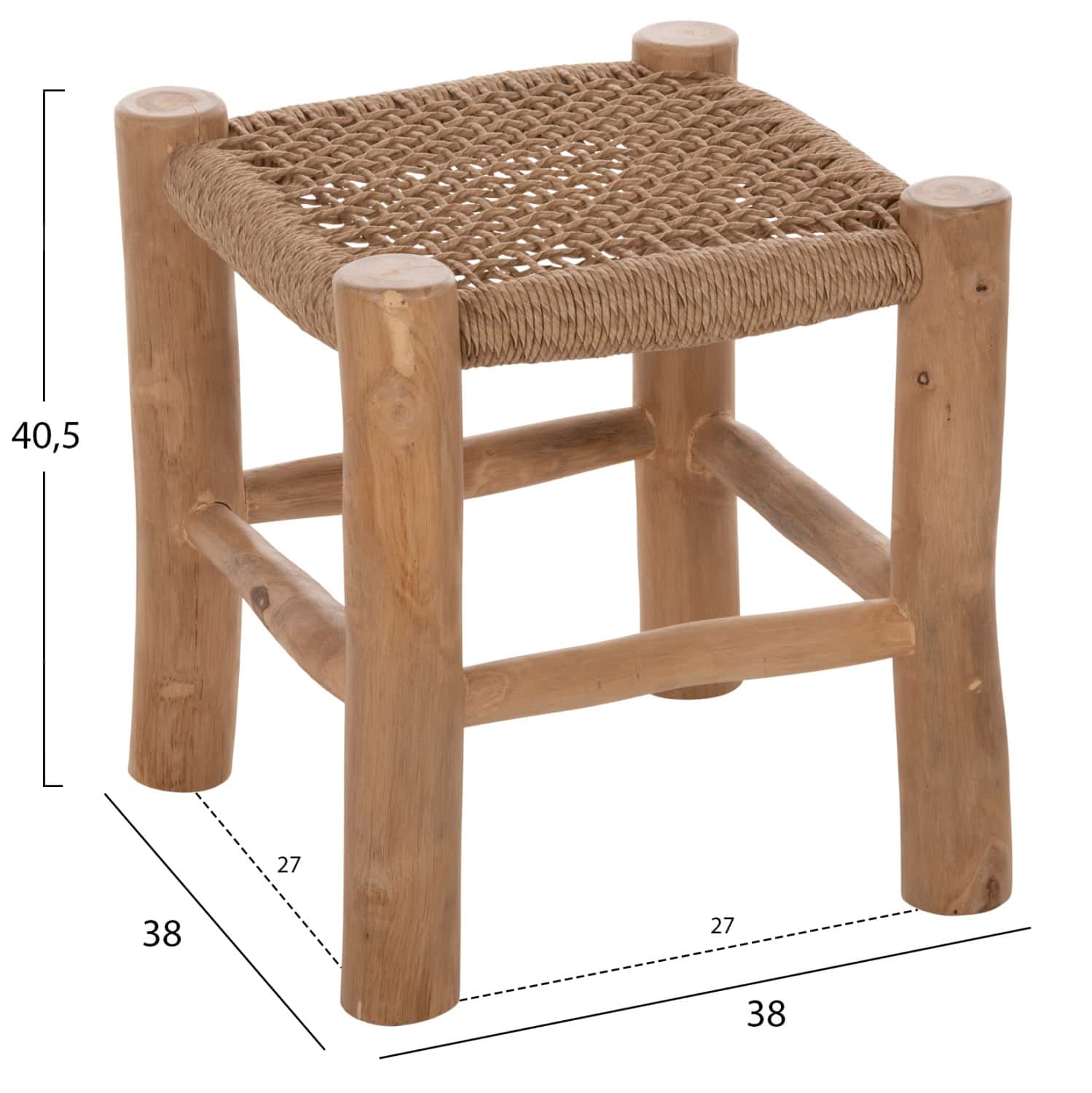 ΣΚΑΜΠΟ LONDER HM5987 ΞΥΛΟ ΤΕΑΚ ΚΑΙ ΣΥΝΘΕΤΙΚΟ RATTAN ΣΕ ΦΥΣΙΚΟ 38x38x40,5Υεκ. 1τμχ - Image 2