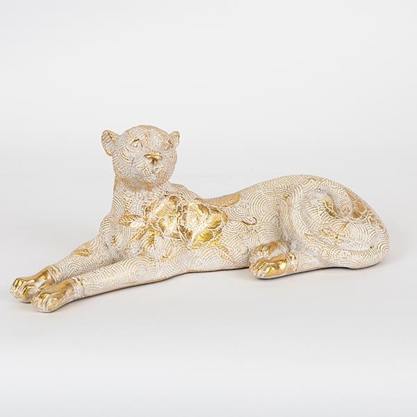ΛΕΟΠΑΡΔΑΛΗ ΠΟΛΥΡΕΖΙΝ ΛΕΥΚΗ - ΧΡΥΣΗ 32.5x12.8x12cm