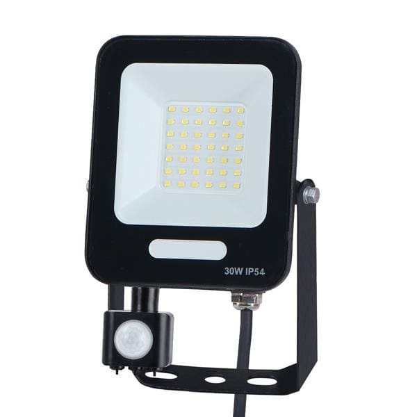 ΠΡΟΒΟΛΕΑΣ LED 30W SMD ΜΕ ΠΕΡΙΣΤΡΕΦΟΜΕΝΟ ΑΝΙΧΝΕΥΤΗ ΚΙΝΗΣΗΣ ΜΑΥΡΟΣ IP54 3000K PLUS