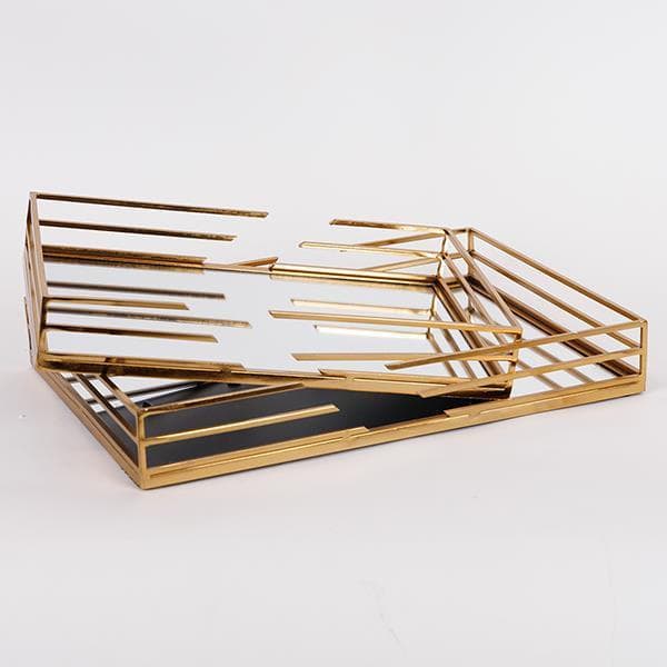 S/2 ΔΙΣΚΟΣ ΜΕΤΑΛΛΙΚΟΣ ΜΕ ΚΑΘΡΕΦΤΗ ΧΡΥΣΟΣ 35x25x5cm / 30.5x20.5x5cm