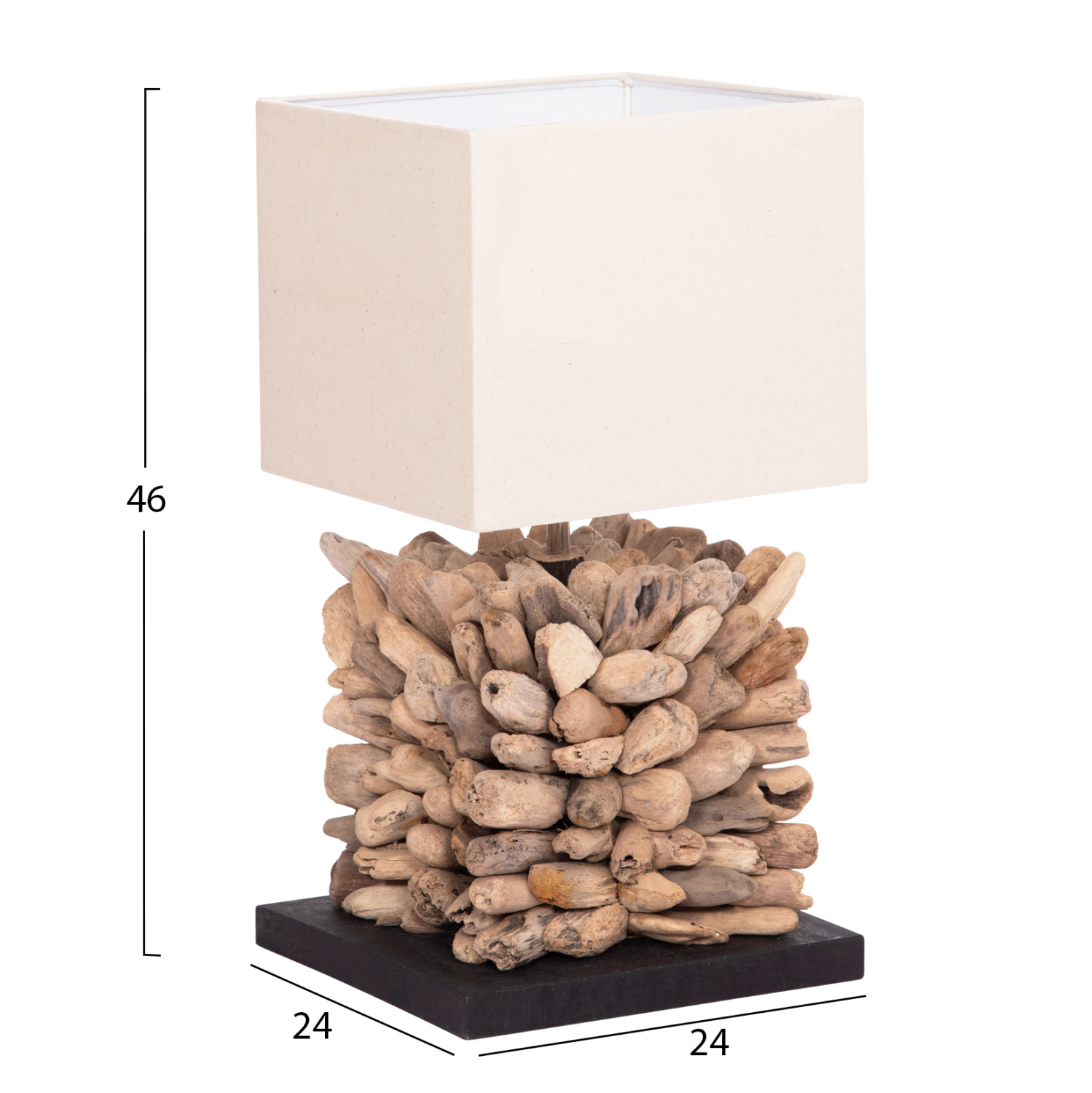 ΕΠΙΤΡΑΠΕΖΙΟ ΦΩΤΙΣΤΙΚΟ ΣΧΗΜΑ ΚΥΒΟΥ TWIGGY HM4425 DRIFTWOOD & ΛΕΥΚΟ ΚΑΠΕΛΟ 24x24x46Υεκ 1τμχ - Image 2