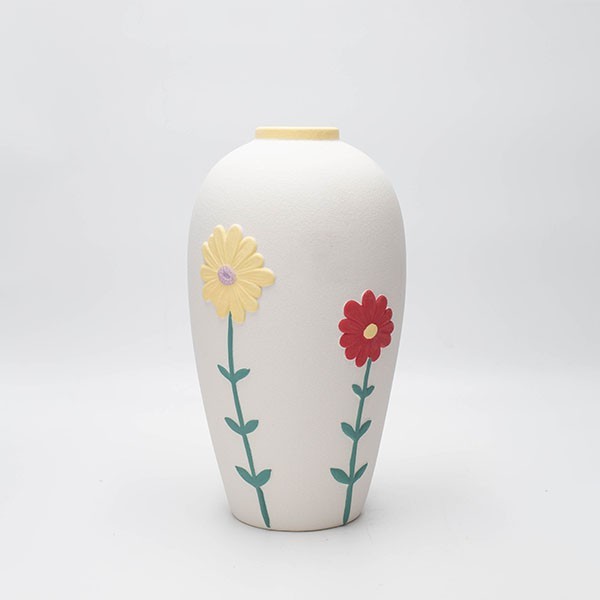 ΒΑΖΟ ΚΕΡΑΜΙΚΟ ΛΕΥΚΟ-ΜΕ ΛΟΥΛΟΥΔΙΑ 14x7x10cm