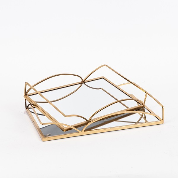 S/2 ΔΙΣΚΟΣ ΜΕΤΑΛΛΙΚΟΣ ΜΕ ΚΑΘΡΕΦΤΗ ΧΡΥΣΟ ΧΡΩΜΑ 35x25x5cm /30.5x20.5x5cm