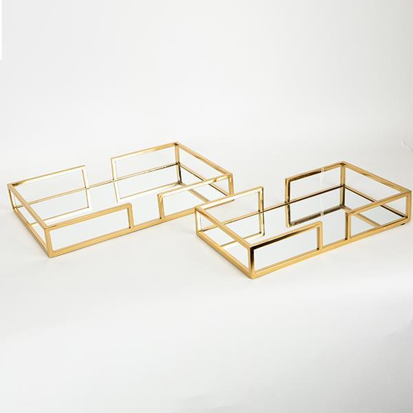 S/2 ΔΙΣΚΟΣ ΜΕΤΑΛΛΙΚΟΣ ΜΕ ΚΑΘΡΕΦΤΗ ΧΡΥΣΟΣ 40x25x6cm / 35.5x19.5x6cm