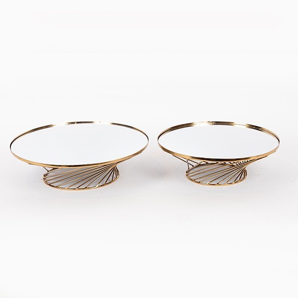 S/2 ΔΙΣΚΟΣ ΜΕΤΑΛΛΙΚΟΣ ΜΕ ΚΑΘΡΕΦΤΗ ΧΡΥΣΟ ΧΡΩΜΑ 35x10cm/ 30.5x10cm