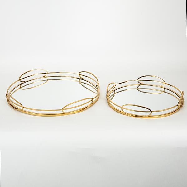 S/2 ΔΙΣΚΟΣ ΜΕΤΑΛΛΙΚΟΣ ΜΕ ΚΑΘΡΕΦΤΗ ΧΡΥΣΟΣ 39x5cm / 31x5x5cm