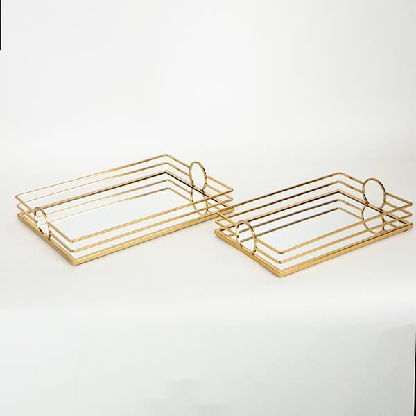 S/2 ΔΙΣΚΟΣ ΜΕΤΑΛΛΙΚΟΣ ΜΕ ΚΑΘΡΕΦΤΗ ΧΡΥΣΟΣ 35x25x6.5cm / 30.5x20.5x6.5cm