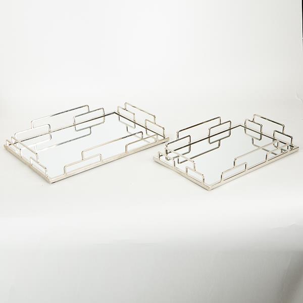 S/2 ΔΙΣΚΟΣ ΜΕΤΑΛΛΙΚΟΣ ΜΕ ΚΑΘΡΕΦΤΗ ΑΣΗΜΙ 35x25x5cm / 30.5x20.5x5cm