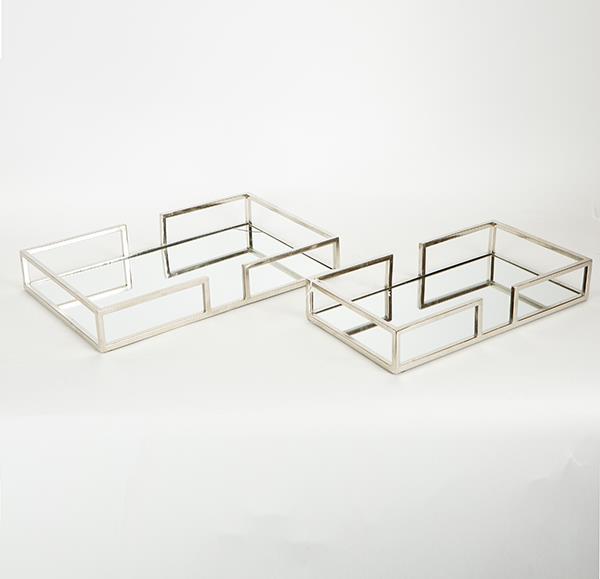 S/2 ΔΙΣΚΟΣ ΜΕΤΑΛΛΙΚΟΣ ΜΕ ΚΑΘΡΕΦΤΗ ΑΣΗΜΙ 40x25x6cm / 35.5x19.5x6cm