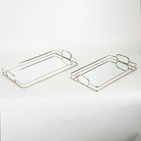 S/2 ΔΙΣΚΟΣ ΜΕΤΑΛΛΙΚΟΣ ΜΕ ΚΑΘΡΕΦΤΗ ΑΣΗΜΙ 42x25.5x5.5cm / 36x22x5.5cm