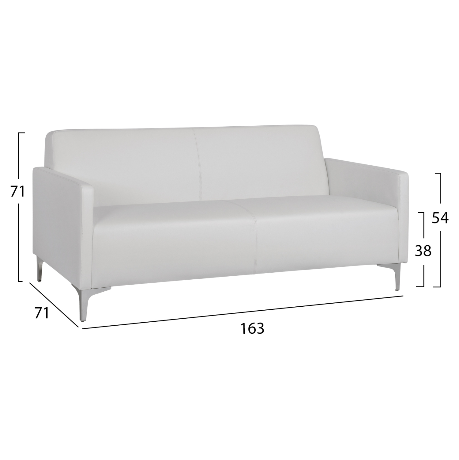 ΚΑΝΑΠΕΣ 3ΘΕΣΙΟΣ NELLIE HM3159.32 ΜΕ ΛΕΥΚΟ PU 163x71x71Υ εκ. 1τμχ - Image 2