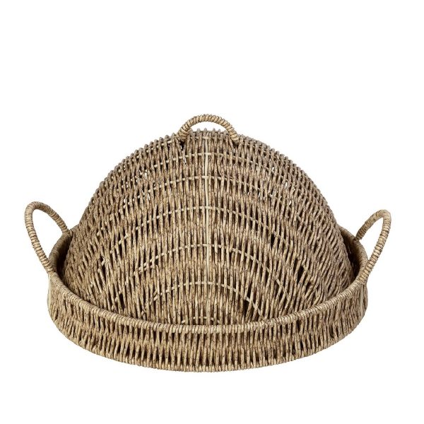 ΔΙΣΚΟΣ ΣΤΡΟΓΓ. ΜΕ ΚΑΠ. SYNTH. RATTAN ΜΠΕΖ 32Χ32Χ17ΕΚ