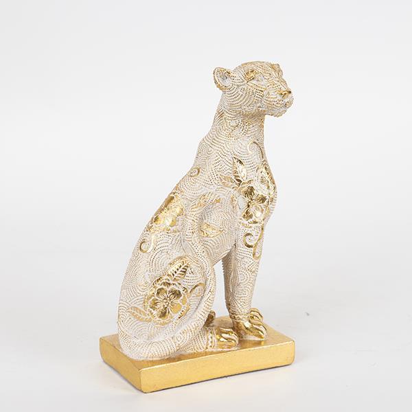 ΛΕΟΠΑΡΔΑΛΗ ΠΟΛΥΡΕΖΙΝ ΛΕΥΚΗ - ΧΡΥΣΗ 12.5x8.3x20.7cm