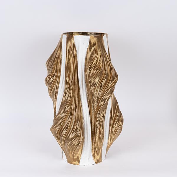 ΒΑΖΟ  ΠΟΡΣΕΛΑΝΙΝΟ 3D ΛΕΥΚΟ - ΧΡΥΣΟ 26x26x41cm