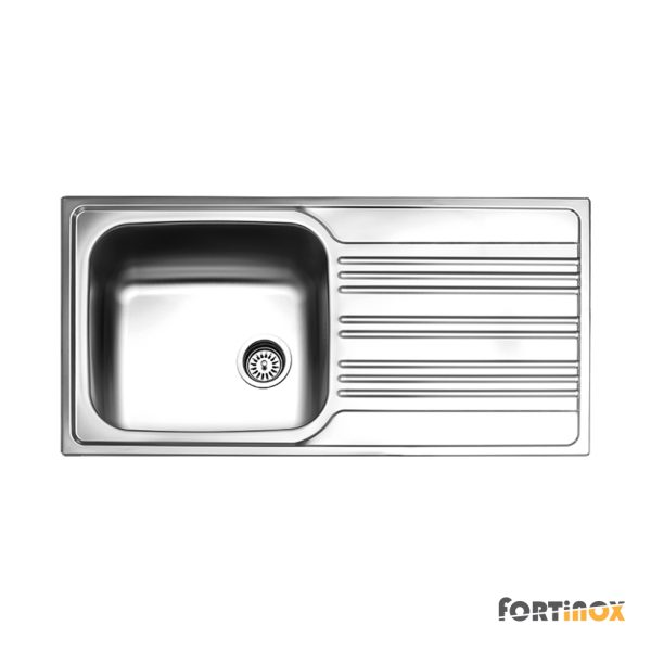 Νεροχύτης Κουζίνας Ανοξείδωτος Valley 100x50 Fortinox Inox Λείο