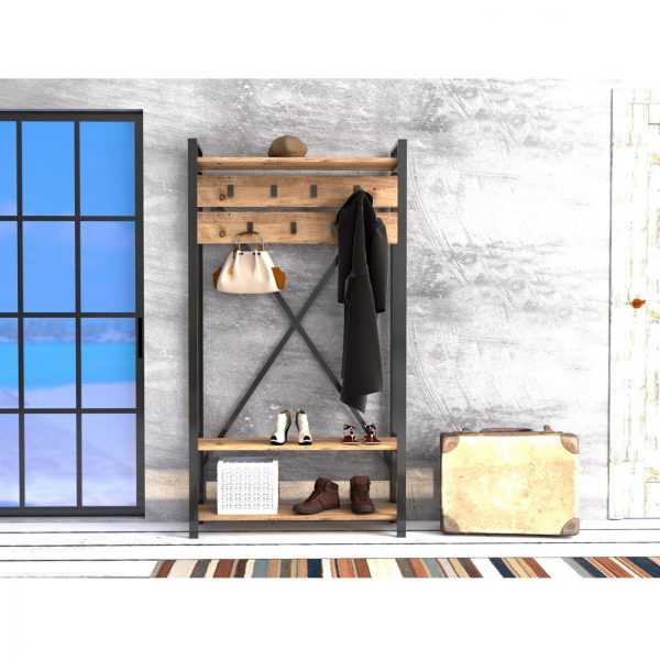 ΕΠΙΠΛΟ ΕΙΣΟΔΟΥ HM8943.01 NATURAL WOOD & ΜΑΥΡΟ  90x34x180 εκ. 1τμχ