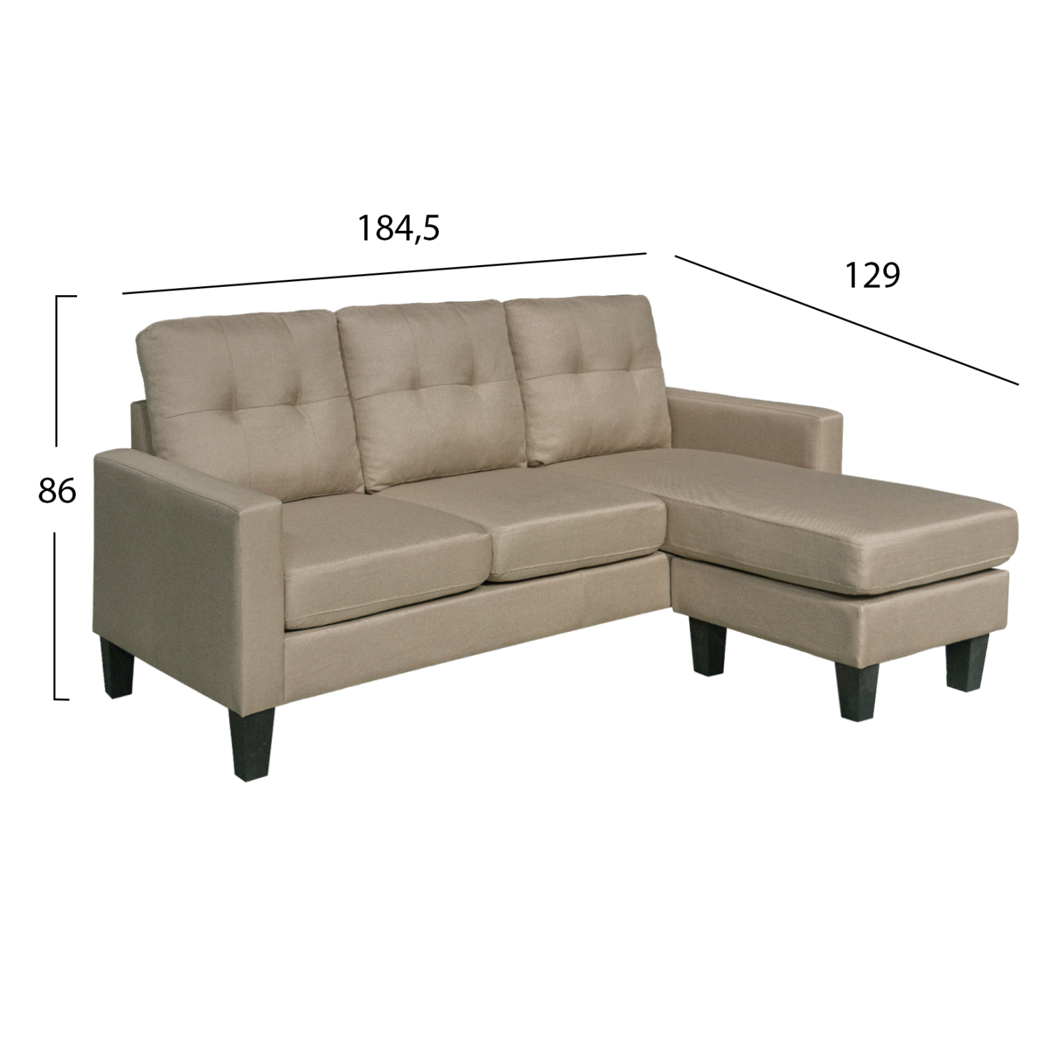 ΚΑΝΑΠΕΣ ΓΩΝΙΑ ΑΝΑΣΤΡΕΨΙΜΗ MEGGY HM3297.03 ΜΠΕΖ ΥΦΑΣΜΑ 184,5x129x86Yεκ. 1τμχ - Image 2