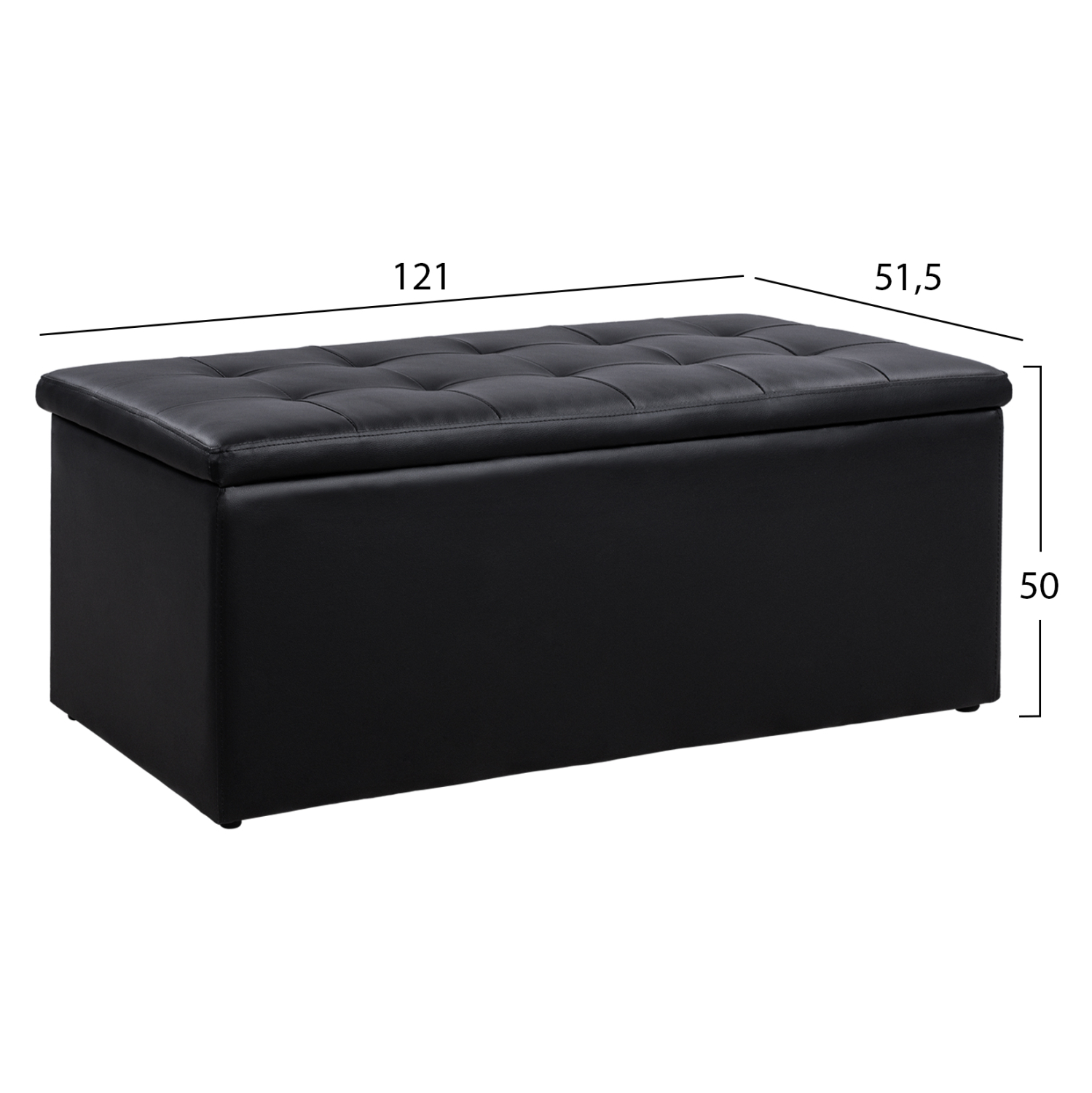 ΣΚΑΜΠΟ PU ΜΕ ΑΠΟΘΗΚΕΥΤΙΚΟ ΧΩΡΟ TRISCUBE ΜΑΥΡΟ HM223.01 121x51.5x50Υ εκ. 1τμχ - Image 2