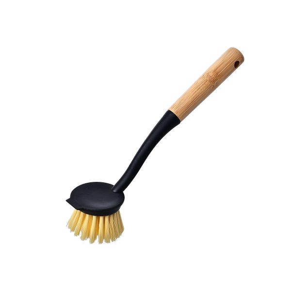 ESTIA ΒΟΥΡΤΣΑ ΚΑΘΑΡΙΣΜΟΥ ΠΙΑΤΩΝ ΧΕΙΡΟΣ BAMBOO ESSENTIALS BLACK ΣΤΡΟΓΓΥΛΗ