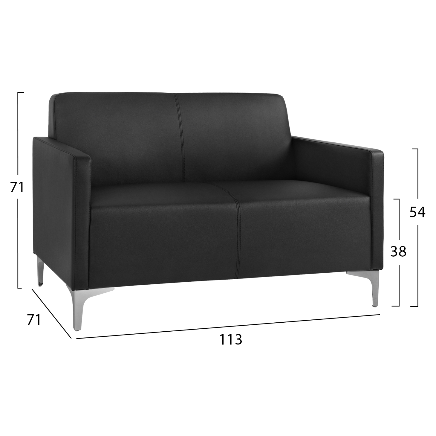 ΚΑΝΑΠΕΣ 2ΘΕΣΙΟΣ NELLIE HM3159.21 ΜΕ ΜΑΥΡΟ PU 113x71x71Υ εκ. 1τμχ - Image 2