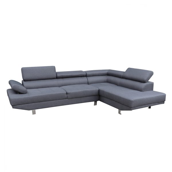 ΚΑΝΑΠΕΣ ΓΩΝΙΑ ΔΕΞΙΑ GORO HM3085.10R ΓΚΡΙ ΥΦΑΣΜΑ 270x200x87Y εκ. 1τμχ