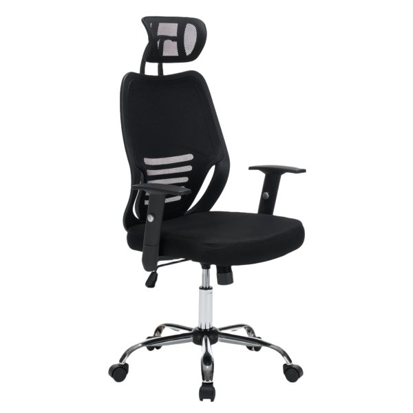 ΚΑΡΕΚΛΑ ΓΡΑΦΕΙΟΥ BRIEF HM1206.01 ΜΑΥΡΟ MESH--ΒΑΣΗ ΧΡΩΜΙΟΥ 63x64x122Υεκ. 1τμχ