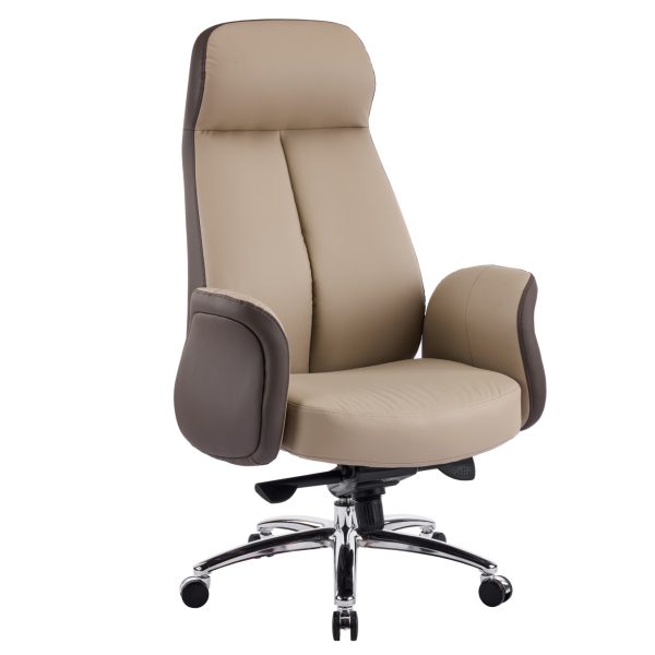 ΚΑΡΕΚΛΑ ΓΡΑΦΕΙΟΥ DRAMON HM18356.02 ΜΠΕΖ-ΚΑΦΕ PU ΔΕΡΜΑ--ΒΑΣΗ ΧΡΩΜΙΟΥ 66x70x132.5Υεκ 1τμχ