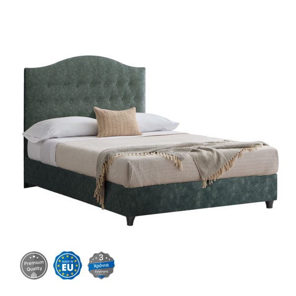 ΚΡΕΒΑΤΙ MALENA ΑΠΟ ΠΡΑΣΙΝΟ ΥΦΑΣΜΑ τύπου NUBUCK, HM647.27 ΓΙΑ ΣΤΡΩΜΑ 120x200 εκ. 1τμχ