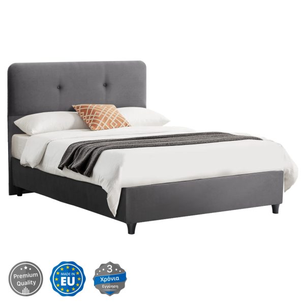 ΚΡΕΒΑΤΙ HM648.10 DOLORES, ΓΚΡΙ ΒΕΛΟΥΔΟ, 120x200 εκ 1τμχ
