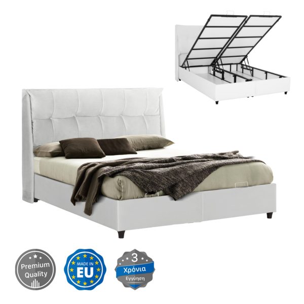 ΚΡEΒΑΤΙ ΜΕ ΑΠΟΘΗΚΕΥΤΙΚΟ ΧΩΡΟ DREAMLET HM716.03 ΛΕΥΚΟ TEDDY ΥΦΑΣΜΑ- ΓΙΑ ΣΤΡΩΜΑ 160x200εκ. 1τμχ