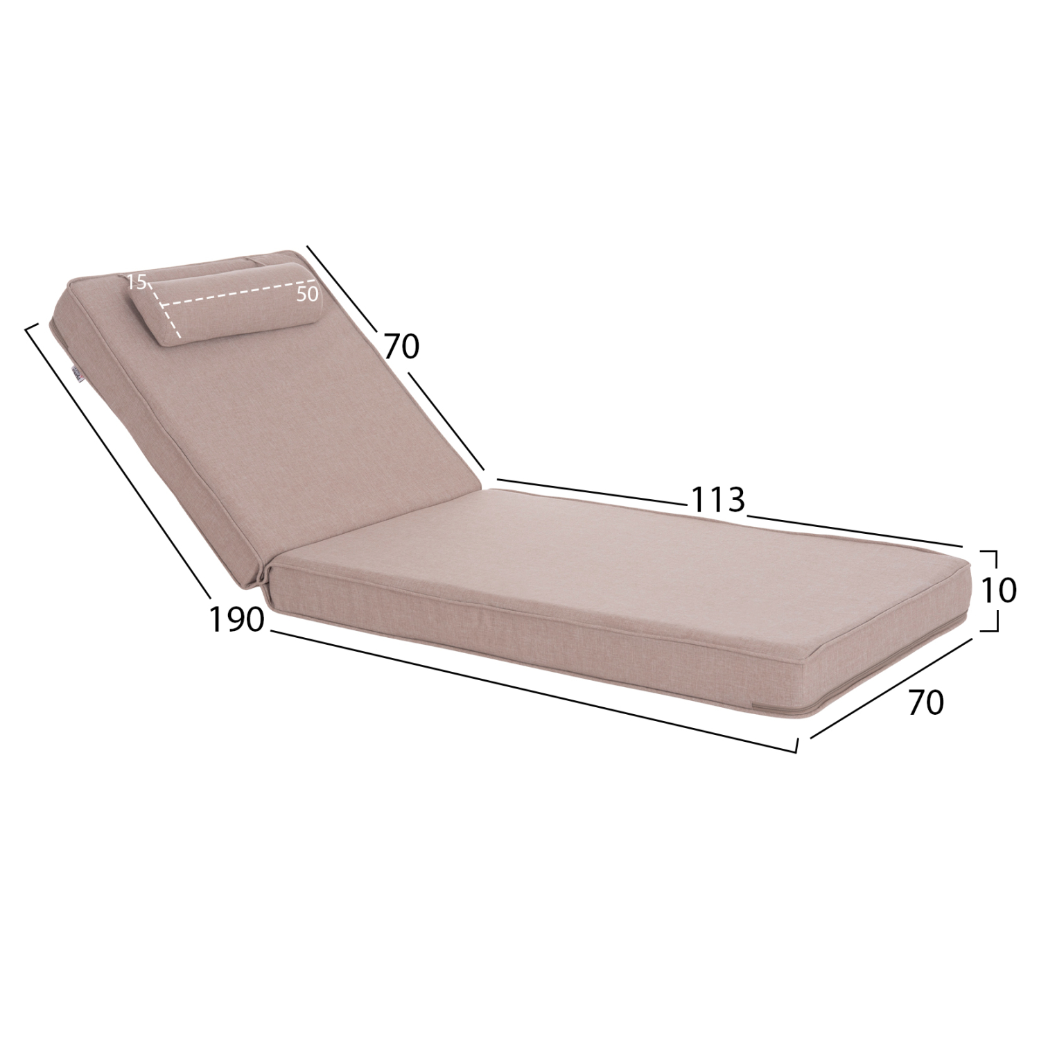 ΜΑΞΙΛΑΡΙ ΞΑΠΛΩΣΤΡΑΣ ΑΚΙΝΟ HM21095.01 OLEFIN ΜΠΕΖ ΜΕ FOAM 190x70x10Υεκ 1τμχ - Image 2