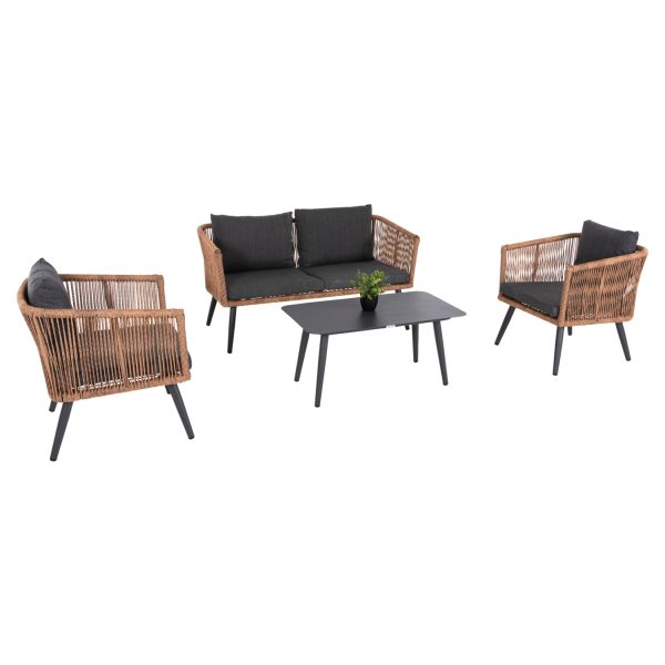 ΣΑΛΟΝΙ ΕΞ.ΧΩΡΟΥ 4ΤΜΧ FREJA HM6057.03 ΑΛΟΥΜ.ΑΝΘΡΑΚΙ-PE RATTAN ΜΠΕΖ-ΑΝΘΡΑΚΙ ΜΑΞΙΛΑΡΙΑ 1τμχ