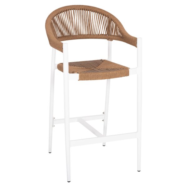 ΣΚΑΜΠΟ BAR ΑΛΟΥΜΙΝΙΟΥ GREGG HM5788.11 ΛΕΥΚΟ-ΜΠΕΖ ΤΗΣ ΑΜΜΟΥ ΣΥΝΘ.RATTAN 55x57x106Υεκ. 1τμχ