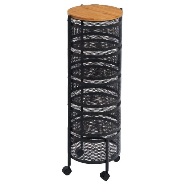 ESTIA ΤΡΟΛΕΪ ΑΠΟΘΗΚΕΥΣΗΣ BAMBOO ESSENTIALS ΜΕΤΑΛΛΙΚΟ ΜΕ 5 ΣΥΡΤΑΡΙΑ ΜΑΥΡΟ